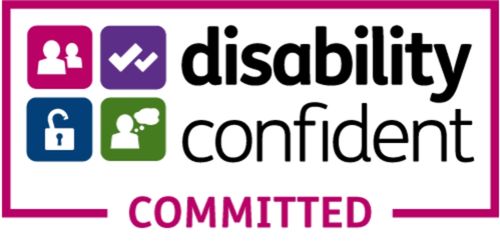 Disability Confident Committed. This symbolises that Healthwatch are committed to accommodating for those with a disability.